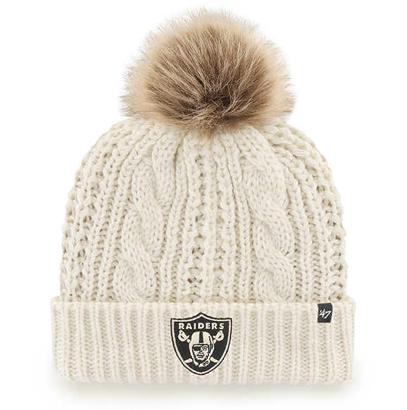 Las Vegas Raiders - White Meeko Cuff Knit Women's with Pom Beanie, 47 Brand