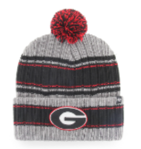 Georgia Bulldogs - Dark Gray Rexford Cuff Knit with Pom, 47 Brand