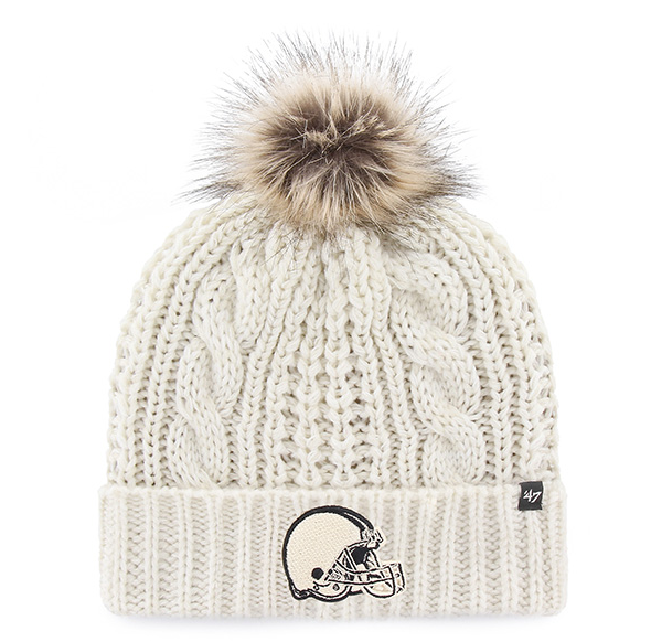 Cleveland Browns - White Meeko Cuff Knit Women's with Pom, 47 Brand