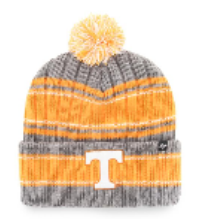 Tennessee Volunteers - Dark Gray Rexford Cuff Knit Cuff with Pom, 47 Brand