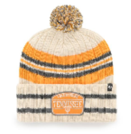 Tennessee Volunteers - Vin Natural Hone Patch Cuff Knit Beanie with Pom, 47 Brand