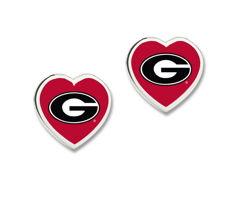 Georgia Bulldogs - Earrings with 3D Heart