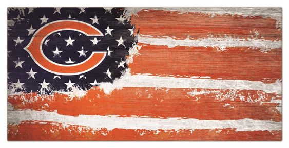 Chicago Bears - Flag Wood Sign
