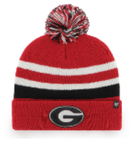 Georgia Bulldogs - Red State Line Cuff Knit Beanie with Pom, 47 Brand