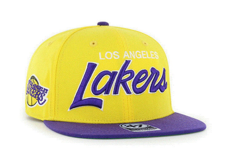 Los Angeles Lakers - Yellow Gold Crosstown Script TT Captain Hat, 47 Brand