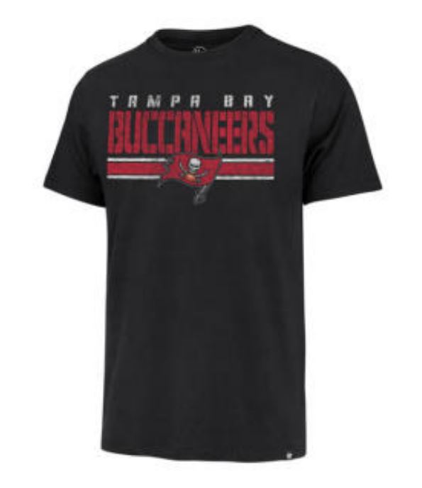 Tampa Bay Buccaneers - Stripe Thru Franklin Black T-Shirt