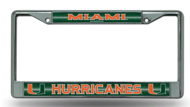 Miami Hurricanes - Bling Chrome Frame License Plate
