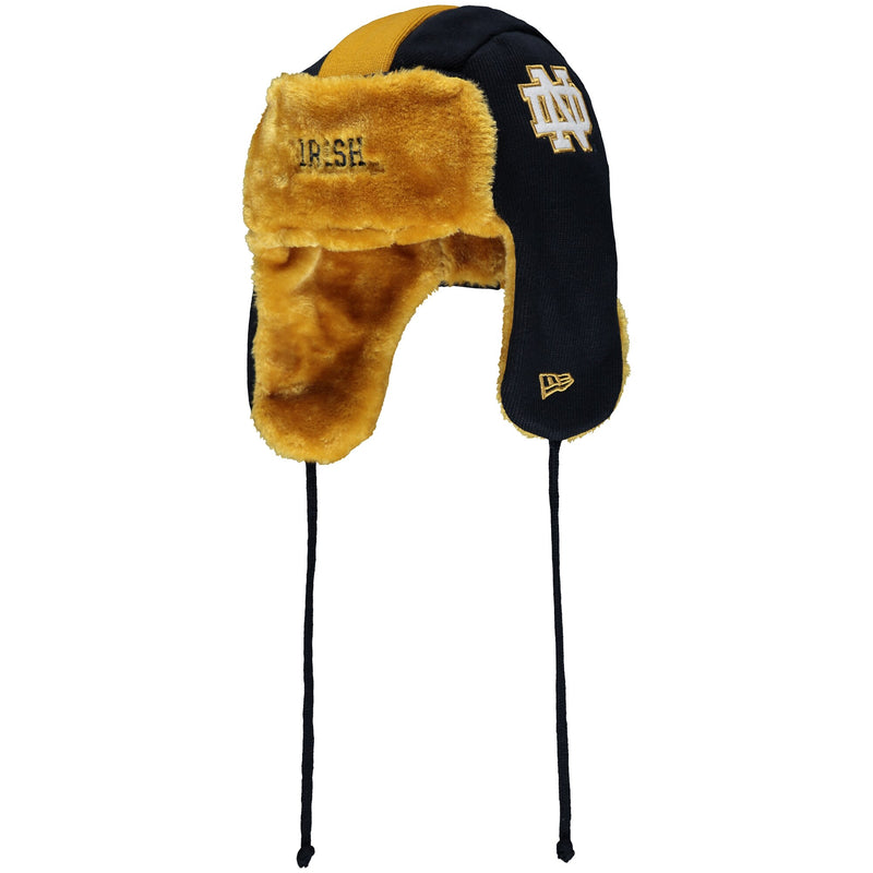 Men's Navy/Gold Notre Dame Helmet Trapper Knit Hat