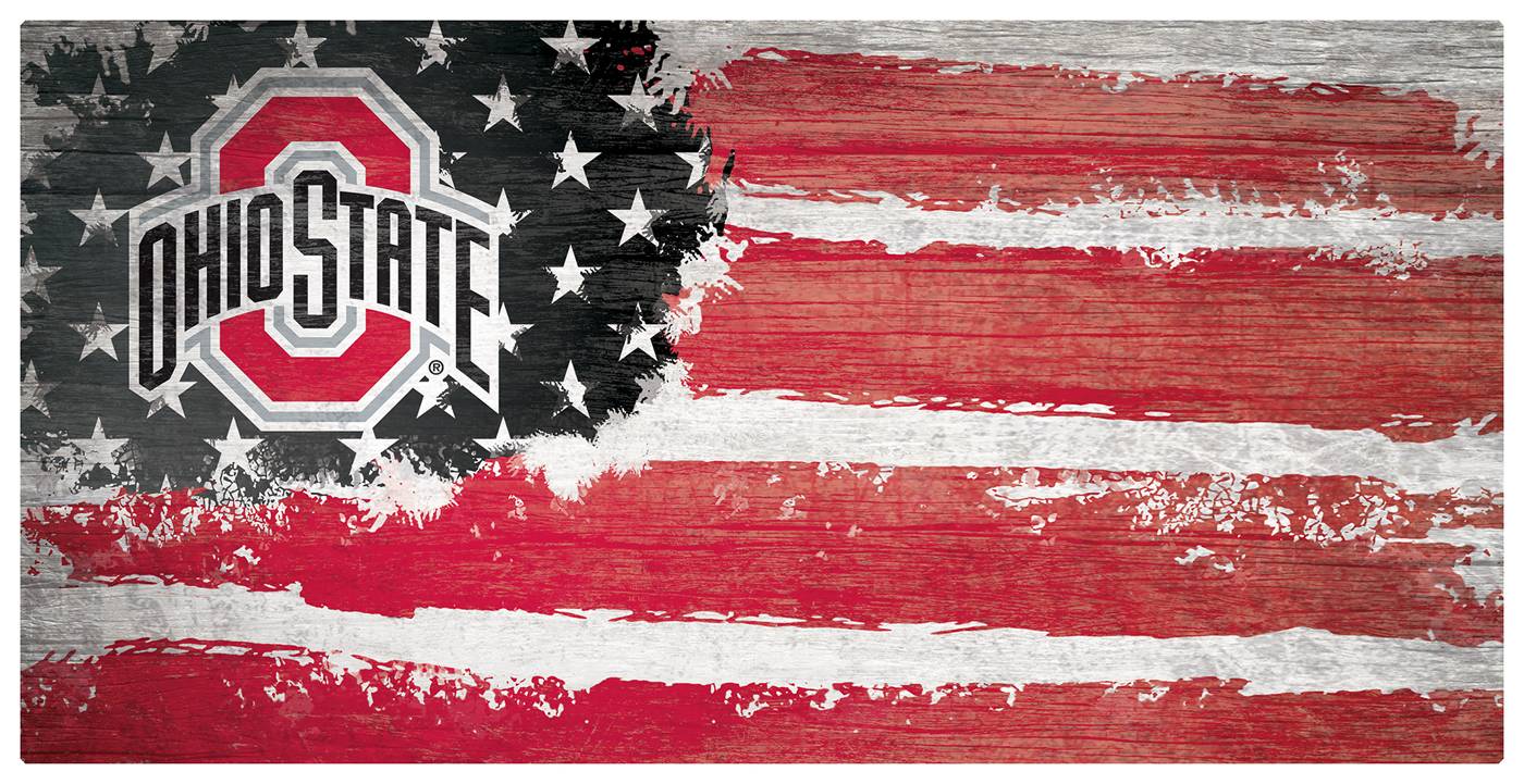 Ohio State University - Ohio State Buckeyes Flag Wood Sign