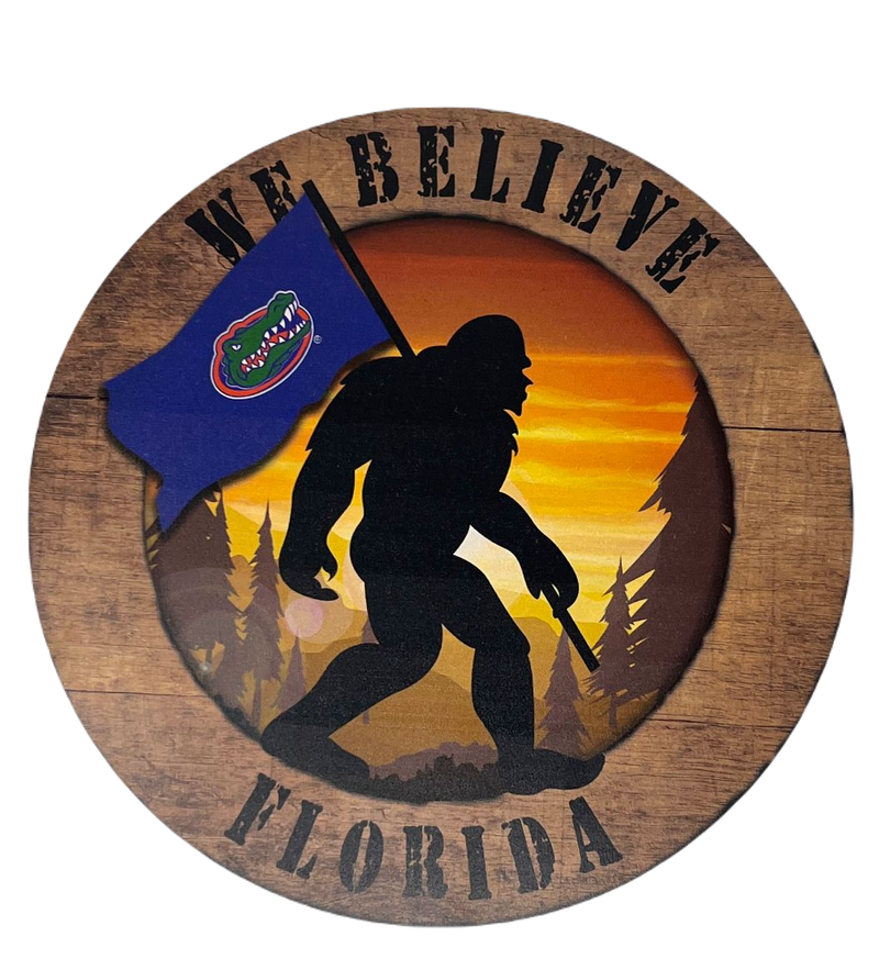 Florida Gators - We Believe Bigfoot Circle Sign 12'' Wall Frame