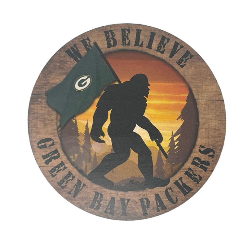 Green Bay Packers - We Believe Bigfoot Circle Sign 12'' Wall Frame