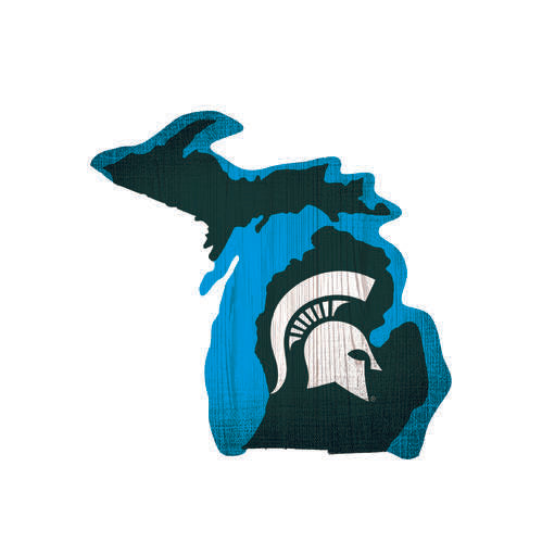 Michigan State Spartans - Sign Wood Logo State Design