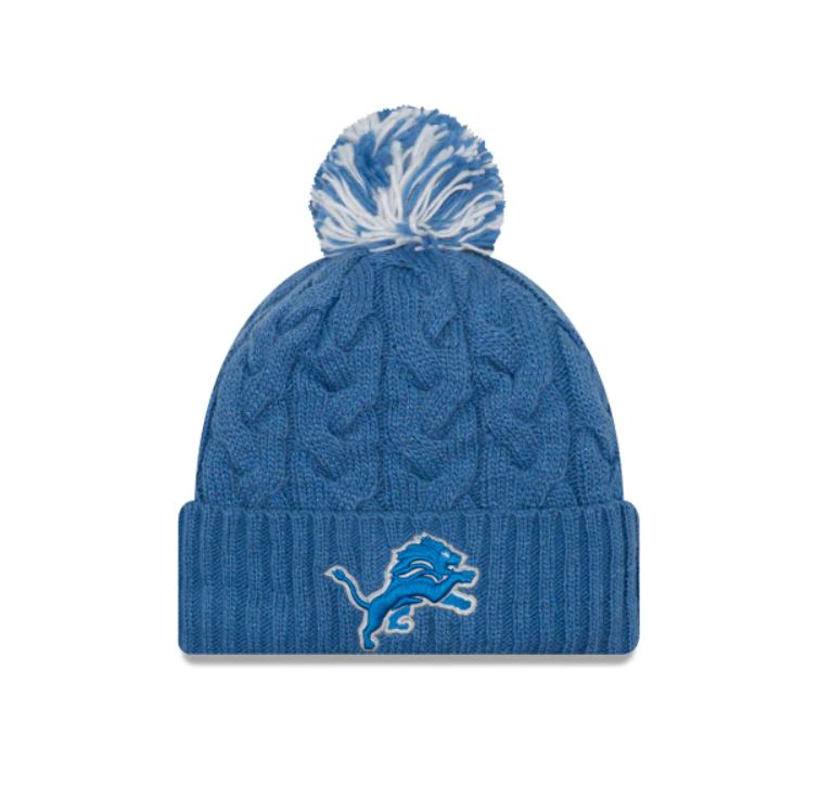 Detriot Lions - Cozy Cable Knit Hat with Pom, New Era