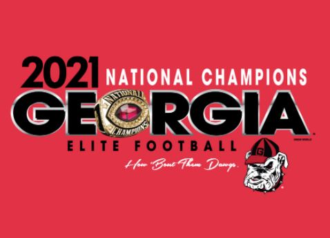 Georgia Bulldogs - 2021 National Champions Elite Football Red T-Shirt