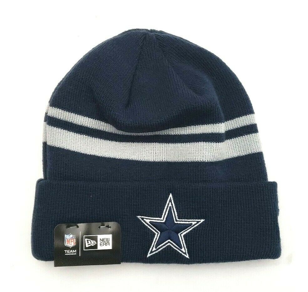 Dallas Cowboys - Stripe Stock Cuff Knit Beanie Skull Cap OSFM, Navy / Gray