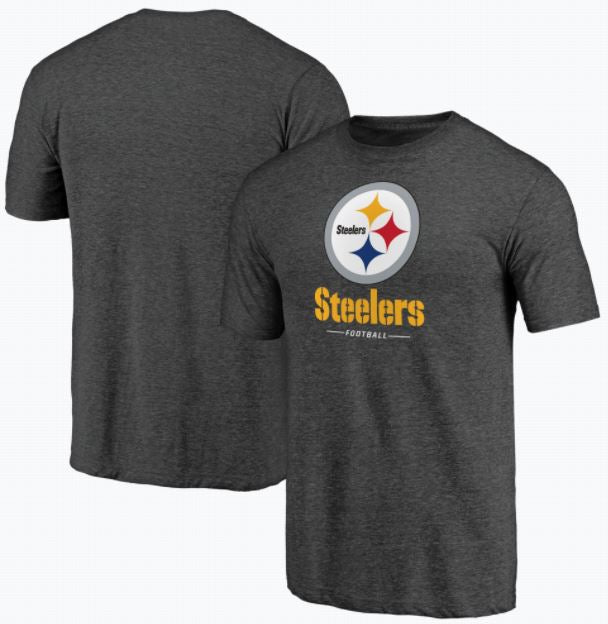 Pittsburgh Steelers - NFL Charcoal Pro-Line Team Lockup Logo T-Shirt