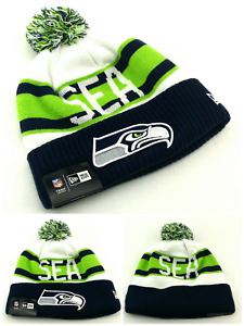 Seattle Seahawks  Retro Cuff SEA Blue Green Toque Pom Beanie Knit Hat Cap