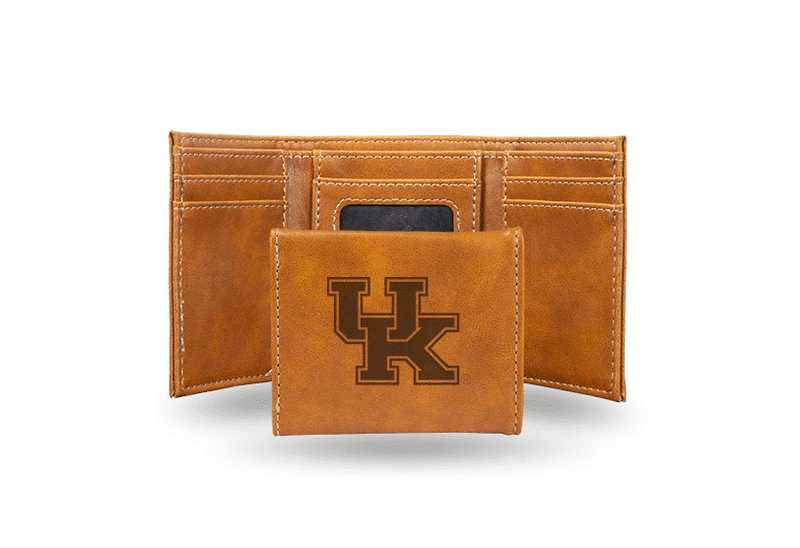 Kentucky Wildcats Laser Engraved Tri-Fold Wallet - Brown
