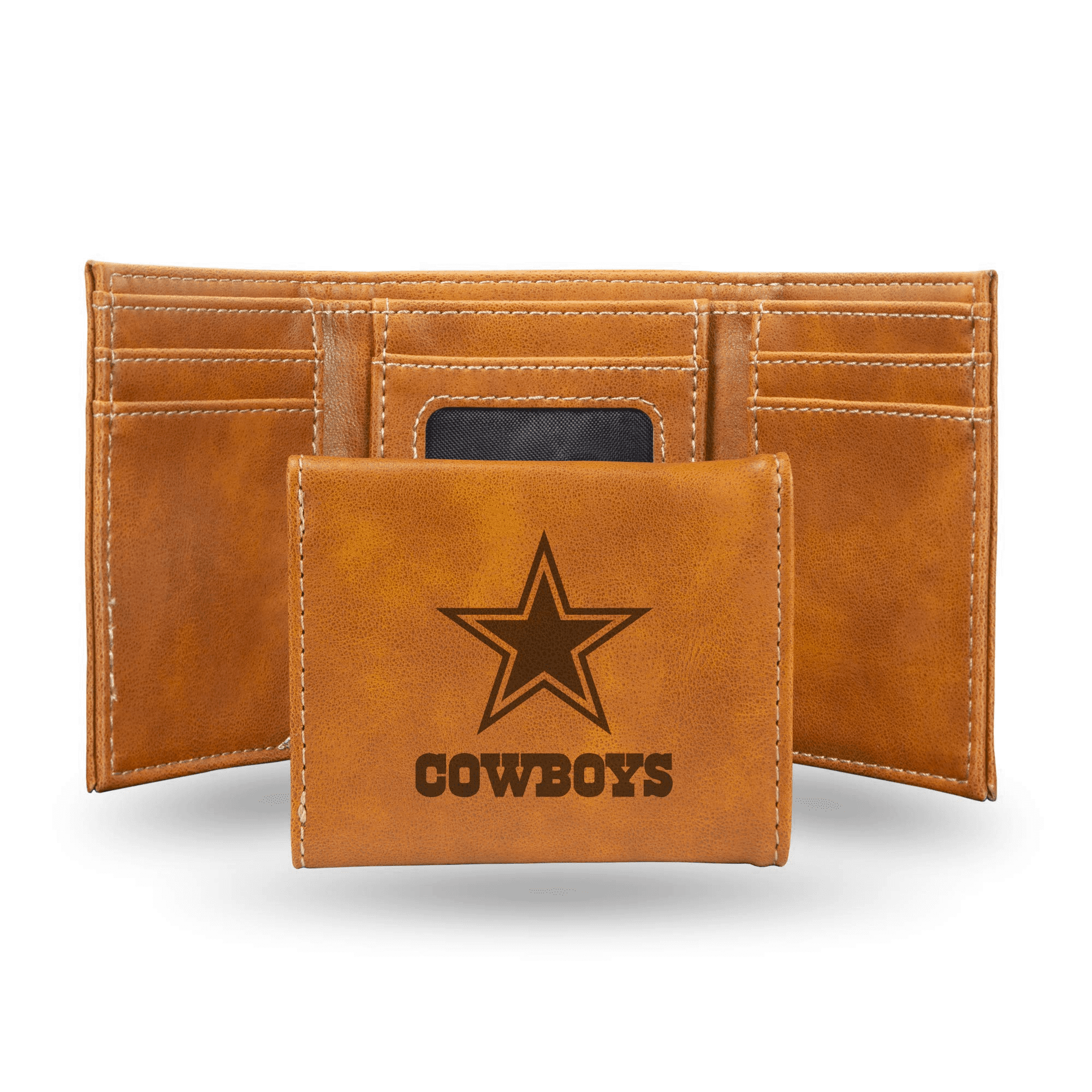 Dallas Cowboys Laser Engraved Tri-Fold Wallet - Brown