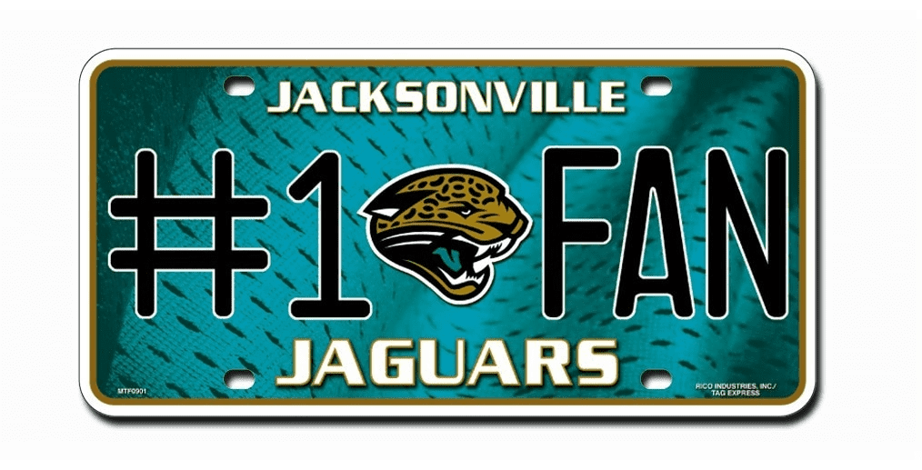 RICO Jacksonville Jaguars metal license plate