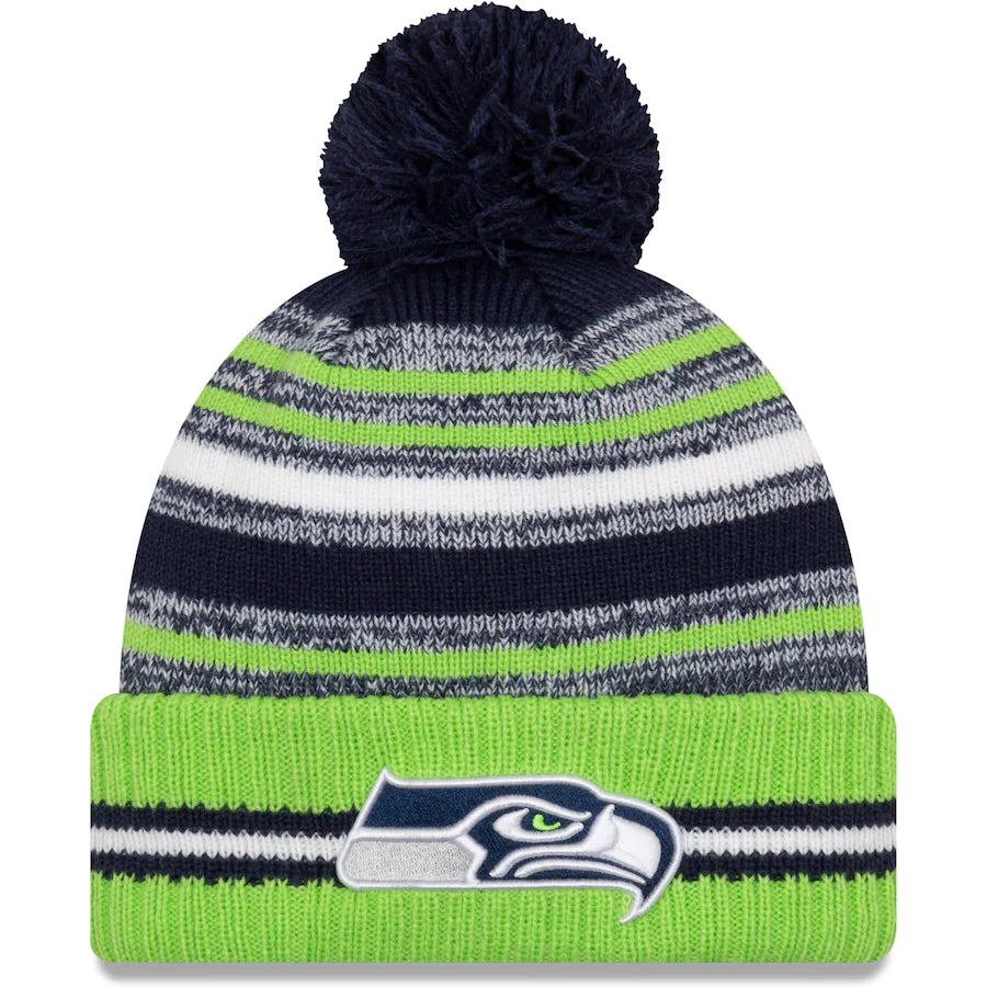 Seattle Seahawks - College Navy / Neon Green Beanie, New Era