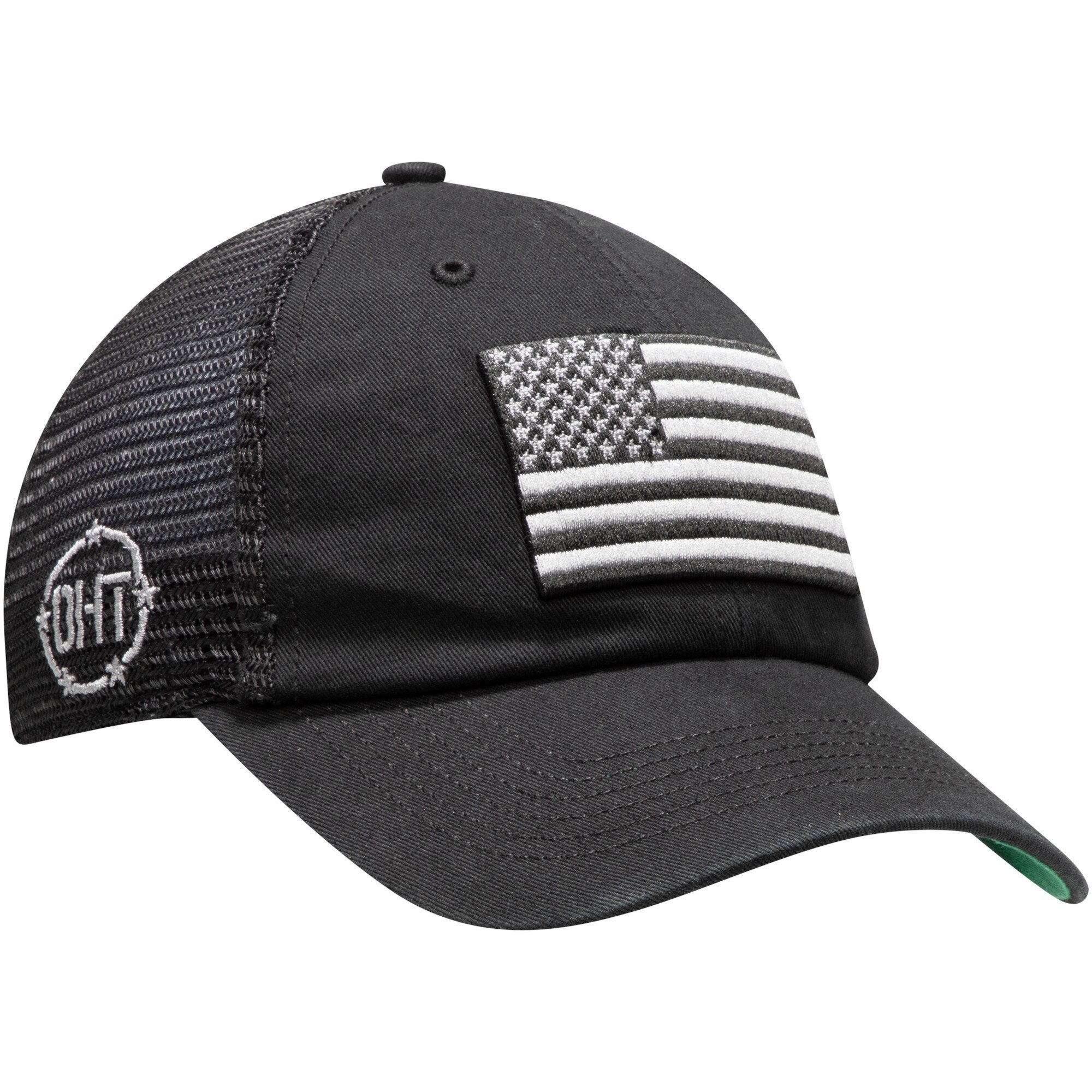 OHT Military Appreciation Flag Trawler Clean Up Trucker Adjustable Hat - Black