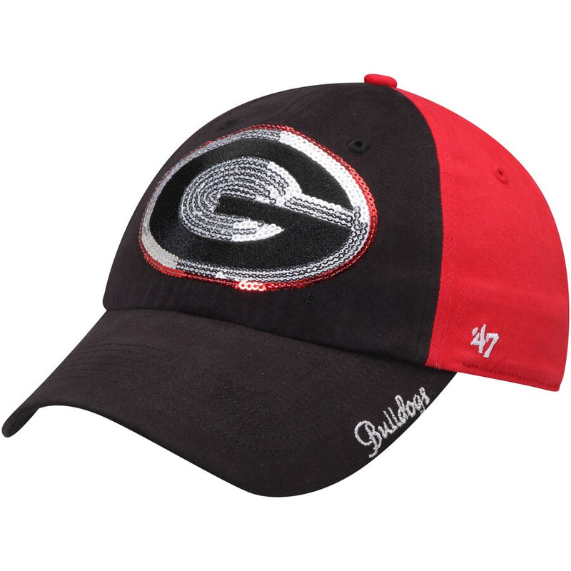 Women's Black/Red Georgia Bulldogs Sparkle Two-Tone Clean-Up Adjustable Hat