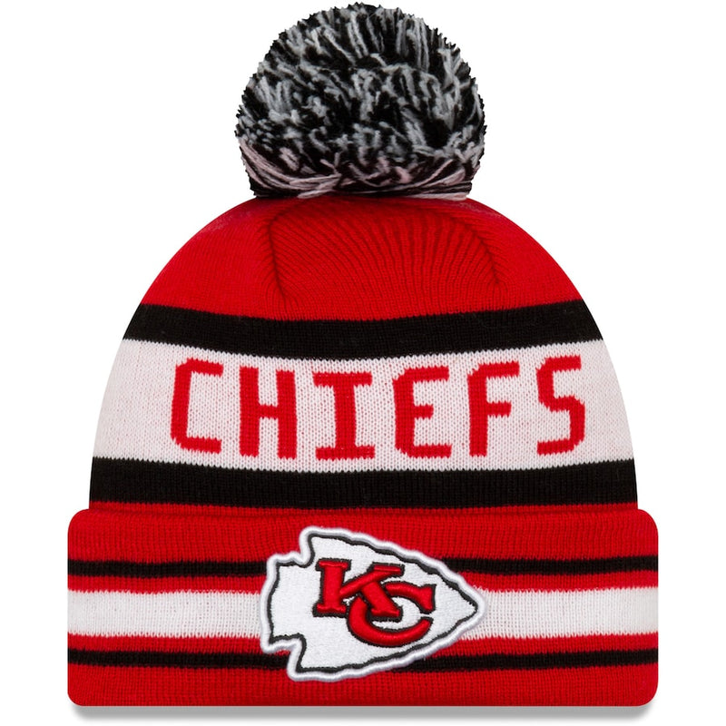 Kansas City Chiefs - Jake Striped Cuffed Knit Hat with Pom, New Era