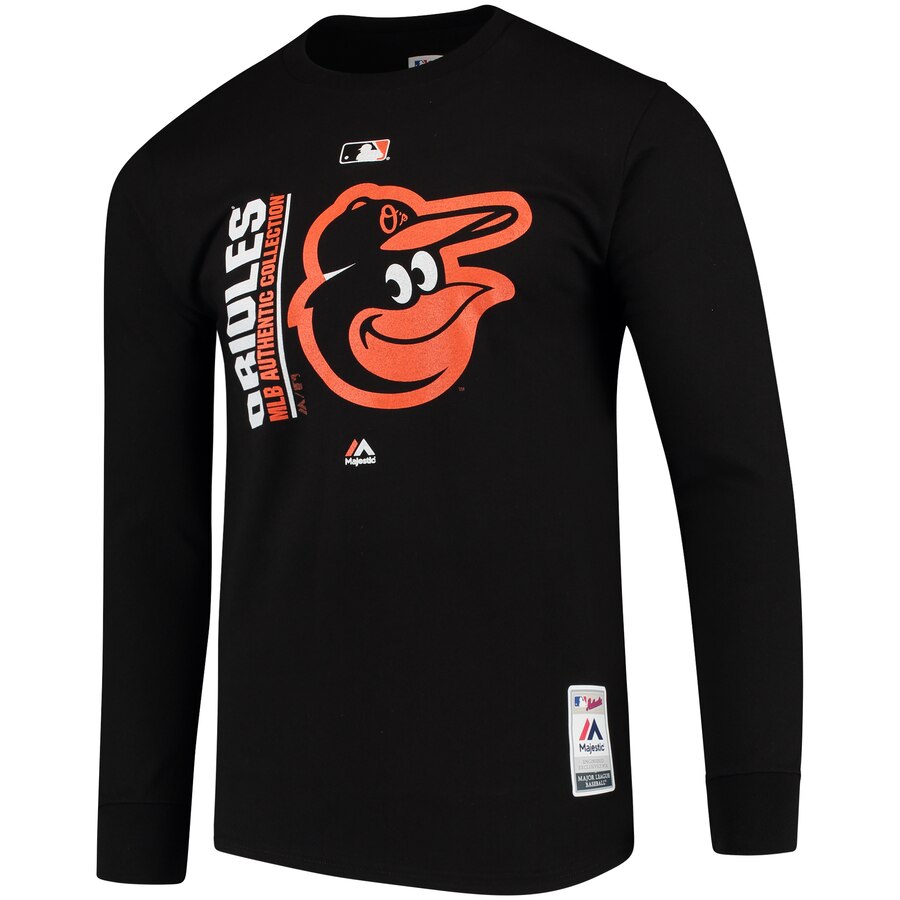 Men's Baltimore Orioles Majestic Black Authentic Team Icon Long Sleeve T-Shirt