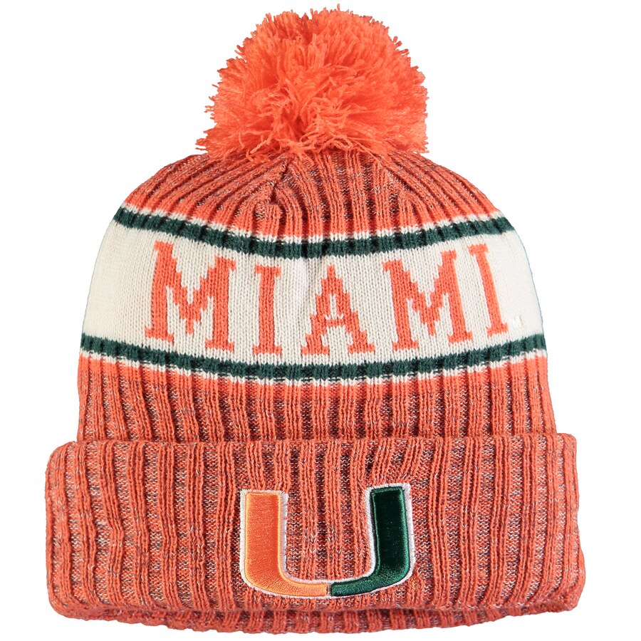 Miami Hurricanes Team Logo Sport Cuffed Knit Hat with Pom