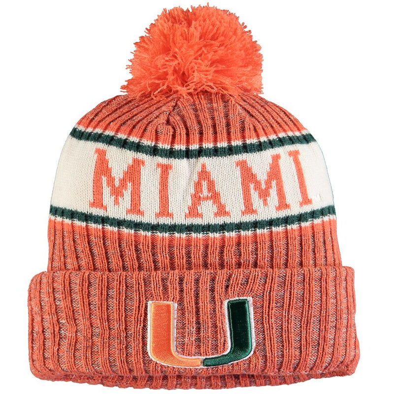 Miami Hurricanes Team Logo Sport Cuffed Knit Hat with Pom