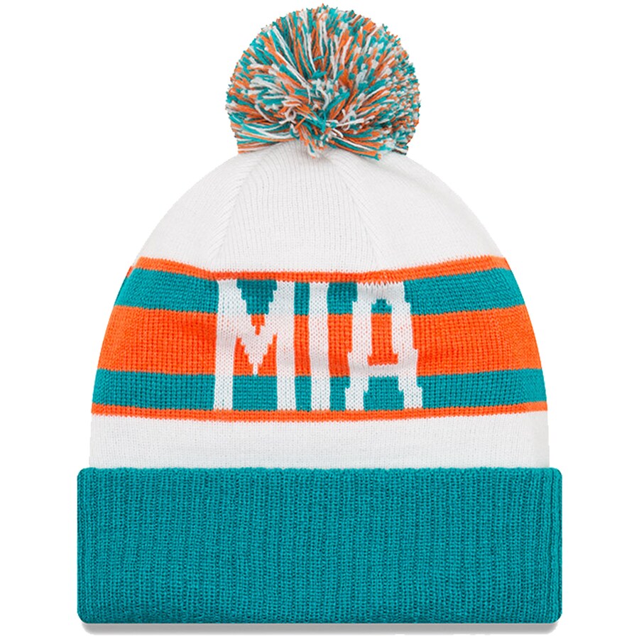 Miami Dolphins - Retro Cuffed Knit Hat with Pom, New Era