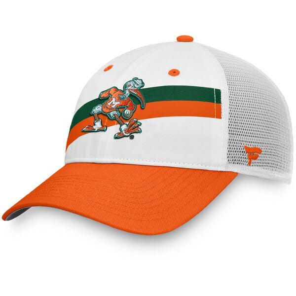 Miami Hurricanes - Men's White & Orange Prep Squad Trucker Snapback Hat, Fanatics