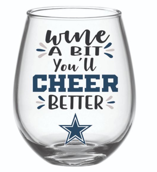 Dallas Cowboys -  Boxed Stemless 17oz Wine Glass