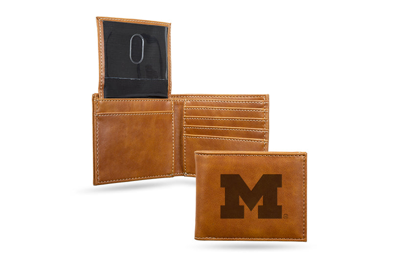 Michigan Wolverines Laser Engraved Billfold Wallet