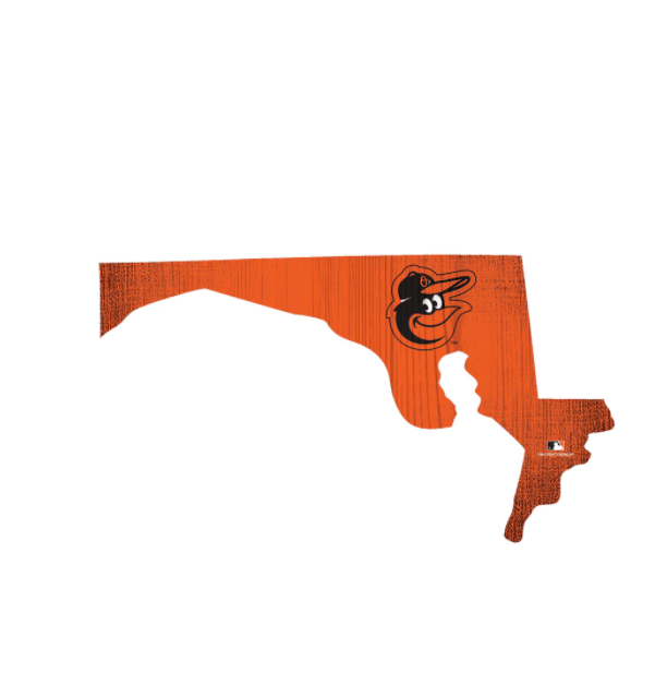 Baltimore Orioles - Team Color Logo State Cutout Sign