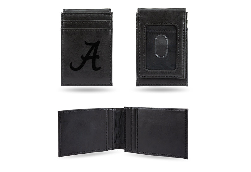 Alabama Crimson Tide Laser Engraved Front Pocket Wallet - Black