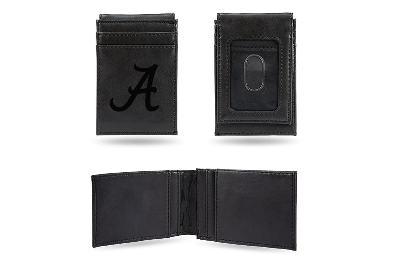 Alabama Crimson Tide Laser Engraved Front Pocket Wallet - Black