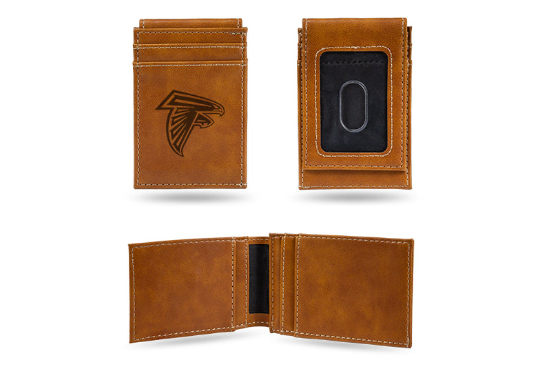 Atlanta Falcons Laser Engraved Front Pocket Wallet - Brown